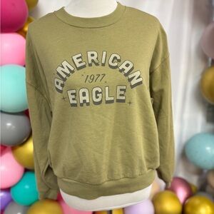 American Eagle Olive Green Graphic Sweatshirt Size Small Crewneck Pullover‎
